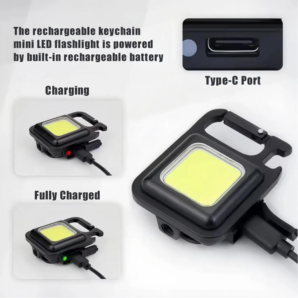 Super Bright MINI COB Keychain Flashlight Charging Lamp Camping Lights with Magnet 3 Lighting Modes for Camping Home Camping Fishing Work Lights