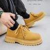 Retro Yellow Men's Suede Leather Shoes Streetwear Tooling Shoes Men Comfy Low Top Casual Work Shoes Men Oxford chaussure hommes