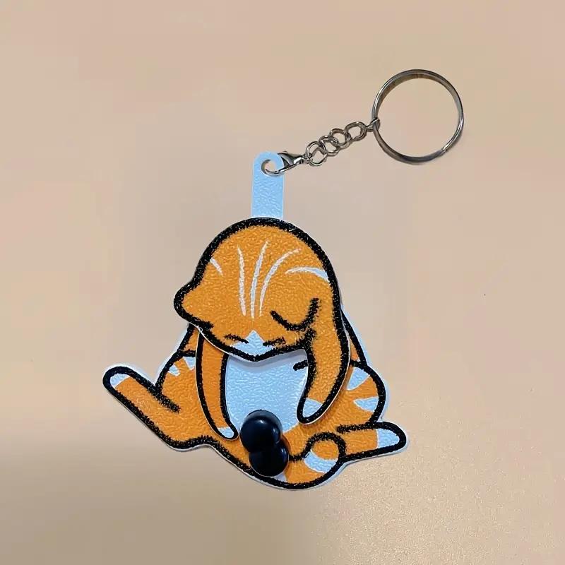 Creative Pull-Apart Cat Keychain - Cute Rotating Toy for Backpack and Bag Decoration