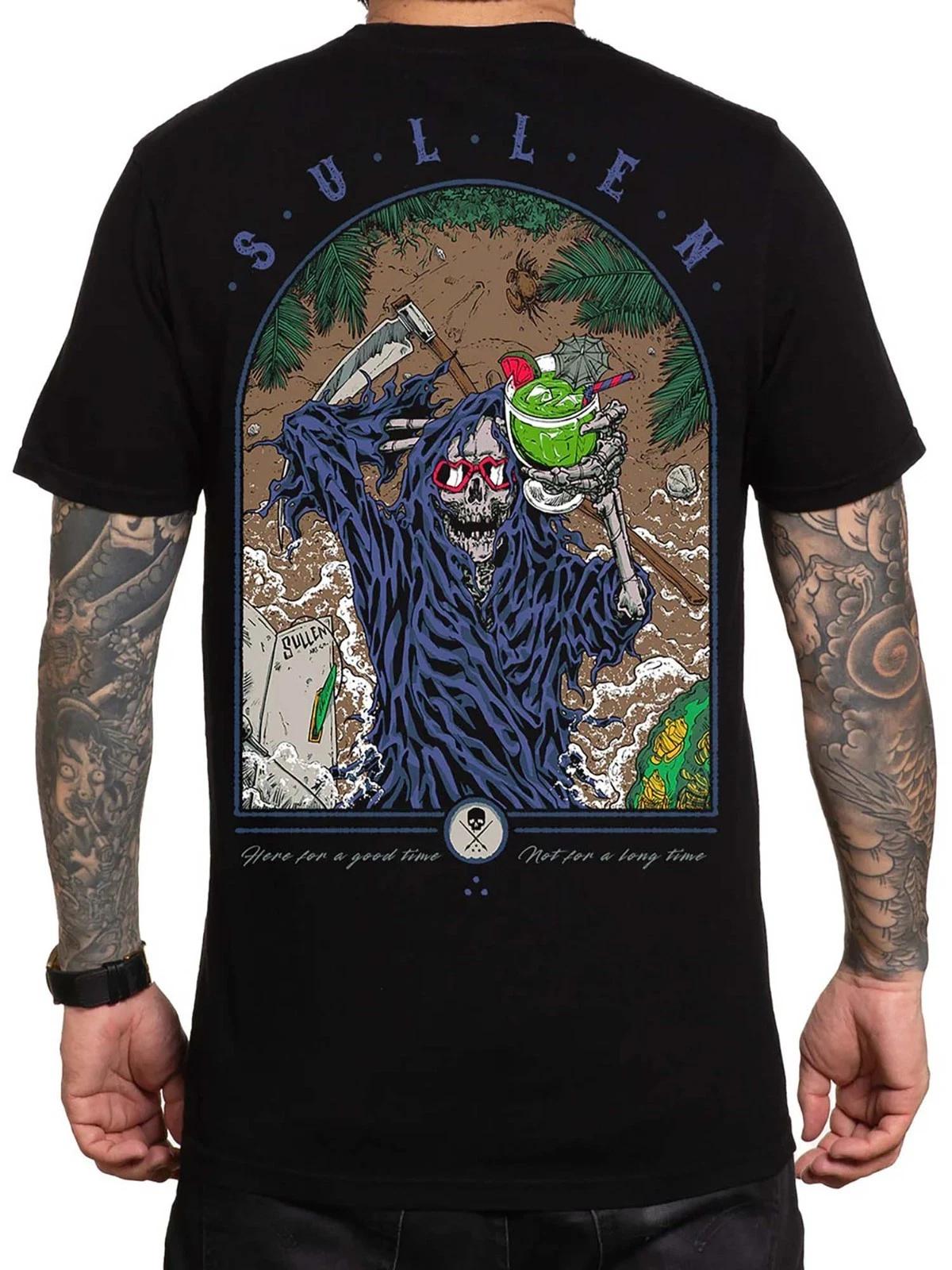 Sullen Men s Good Time Short Sleeve Premium T-shirt Grim Reaper Margarita Tee S