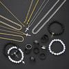 21 Pcs Cross Jewelry Set For Men Stainless Steel Volcanic Stone Beaded Bracelets Cuban Link Chain Necklaces Rings Multipack Gift