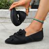 Fashion 2025 Spring and Autumn Pointed Head Flat Single Shoes 2025 New Large Size Knitted Slip Breathable Solid Color Shoes Casual Flats