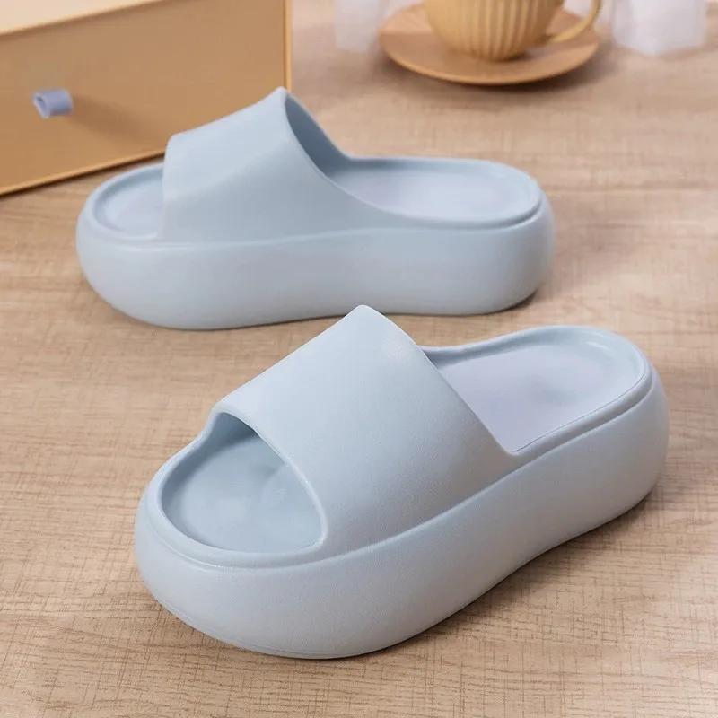 Fashion Thick Bottom Eva Slippers for Women Fashion Solid Color Platform Sandals Woman Summer 2025 Indoor Outdoor Non Slip Beach Slides