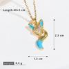 Creative Cute Fox Pendant Necklace with Zircon and Drip Glaze on a Copper Chain