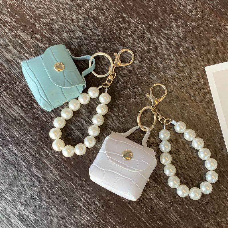 Perlen Tasche Anhänger Auto Schlüsselanhänger Handgefertigt Mini Tasche Zubehör Schmuck PU Leder D-Schnalle Großhandel