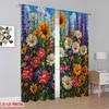 2D Flat Printing 2pcs Curtain Drapes Colorful Summer Flowers Digital Printed Polyester Drapes Festive Wall Decor Use for Door