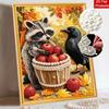 Pearl Painting DIY Kit Autumn Raccoon and Crow with Apples Frameless Sparkling Bead Art Canvas Creative Home Decor Craft for Beginners