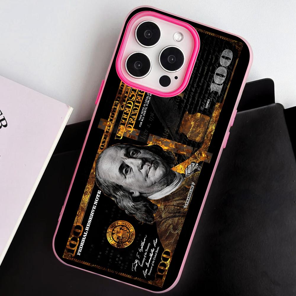 USD Dollar Jelly Double layer Rose Red Mobile Phone Case for iPhone 17 16 15 14 13 12 11 Air Pro Max Plus Protective