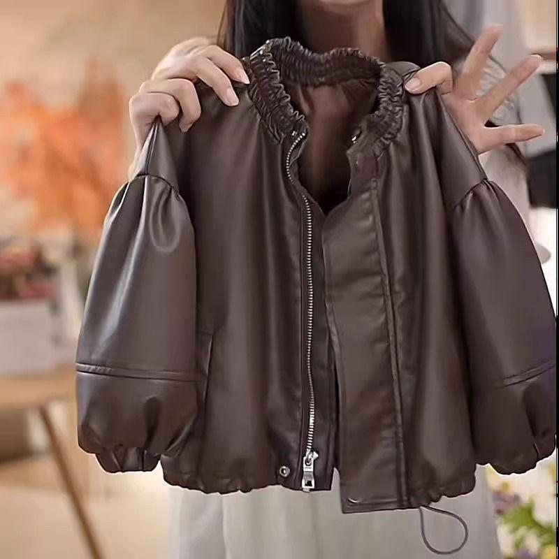 

Детская стильная кожаная куртка - Новинка 2025: Милое, простое и универсальное однотонное пальто для весны и осени. 110