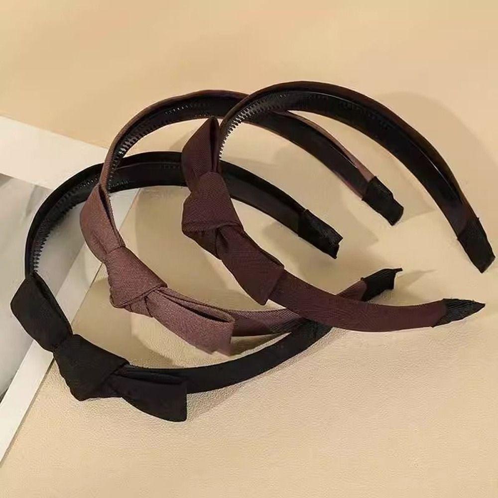 Solid Color Bowknot Headband Korean Style Bow Hair Bands Elegant Korean Hair Hoop  Daily