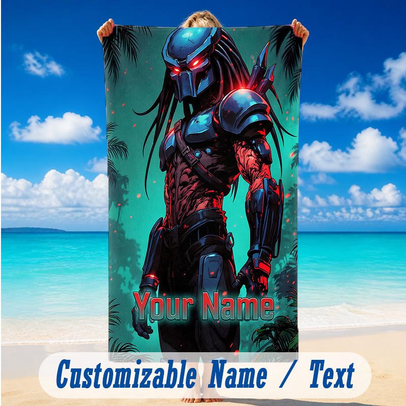 Beach Towel Custom Name Text, Quick Dry Large Towel For Beach HomePredator