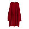 Women's Solid Color Long Sleeved Knee Length Knitted Cardigan, Lazy Trend, Medium Long Hair Jacket