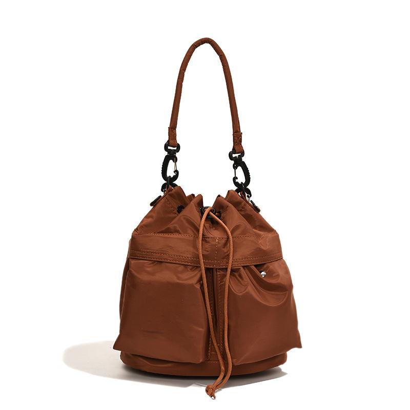 Popular small backpack women 2025 new fashion versatile large capacity nylon shoulder bucket bag girl messenger bag