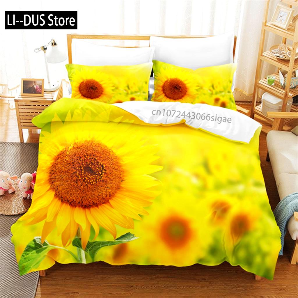 Sunflower Queen Bedding Set Maple Leaf Duvet Cover Set Bedding Digital Printing King Size Duvet Cover Set Bedding Set