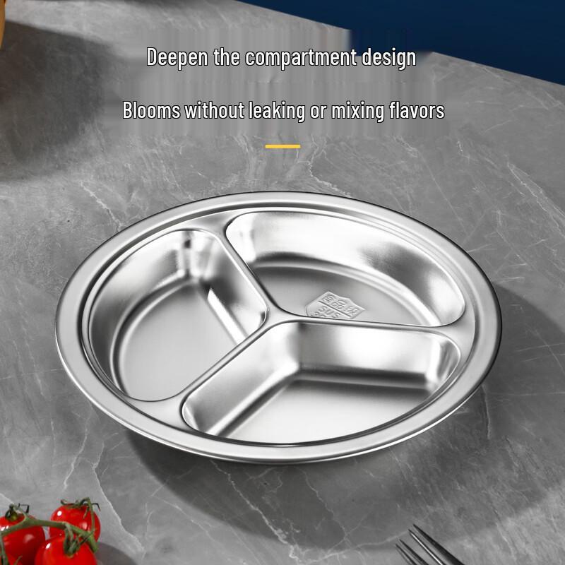 Guro 304 Stainless Steel Round Compartment Meal Plate