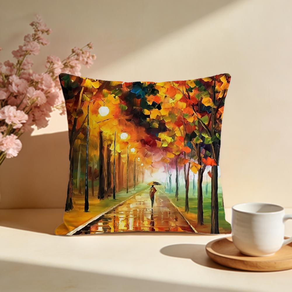 Fashion LLeonid Afremov Oilful Cushion Cover Stylish Washable Pillow Cover Ideal for Couch Bedroom Car Decoration