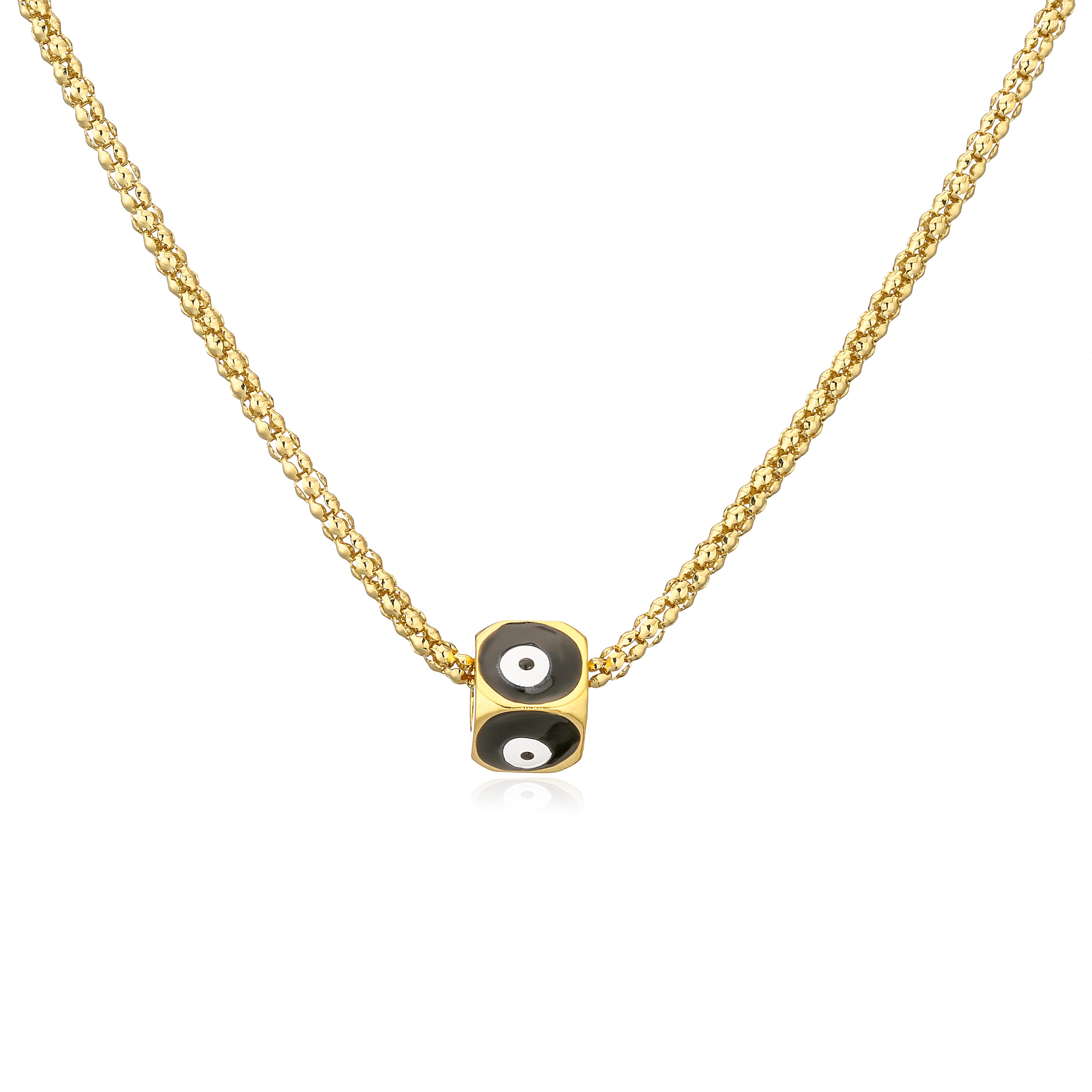 

HECHENG,Turkish Blue Evil Eye Necklace,Cooper 18K Plated Lucky Eye Pendant Necklace for Women Choker Necklaces Zircon 40cm чорний