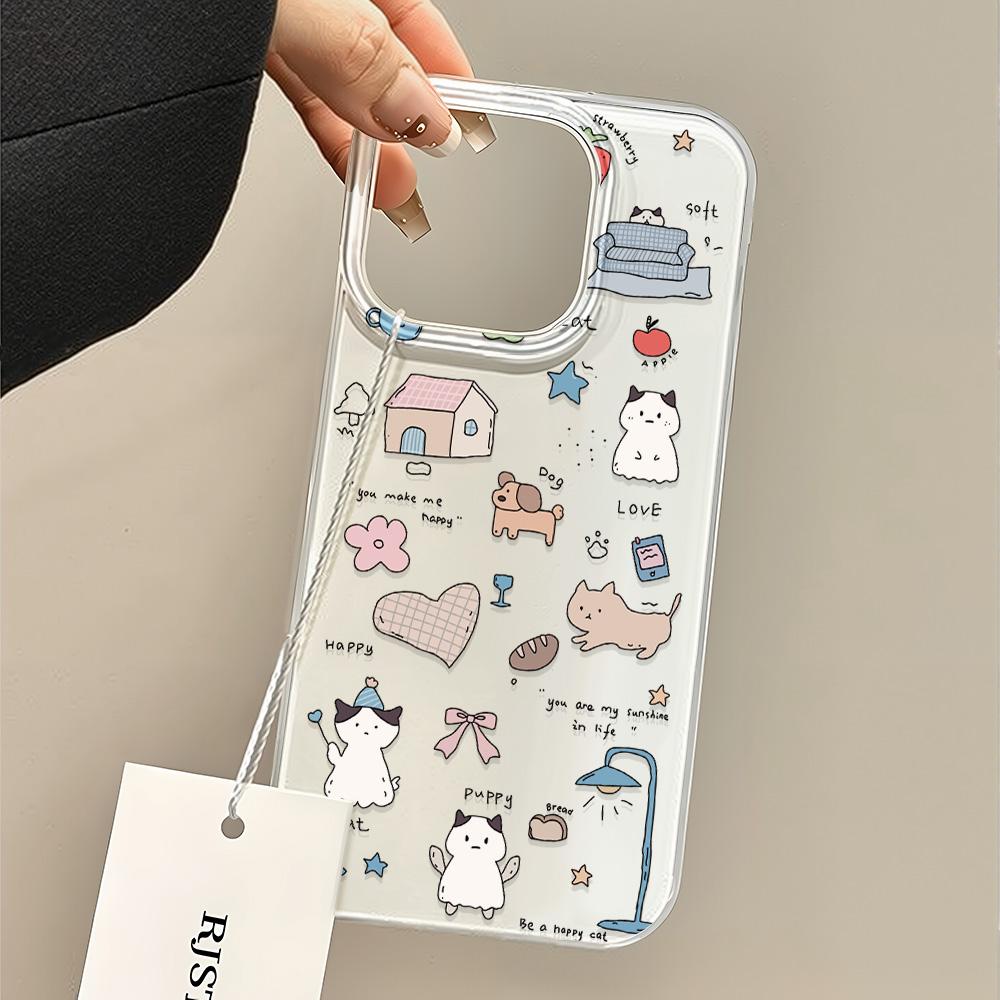 Painted Phone Case for iPhone 12 13 15 16 iPhone 16 12 13 14 15 Pro  14 15 16 Pro Max Coverage Shockproof Anti-Fingerprint Fresh Style Protective Case