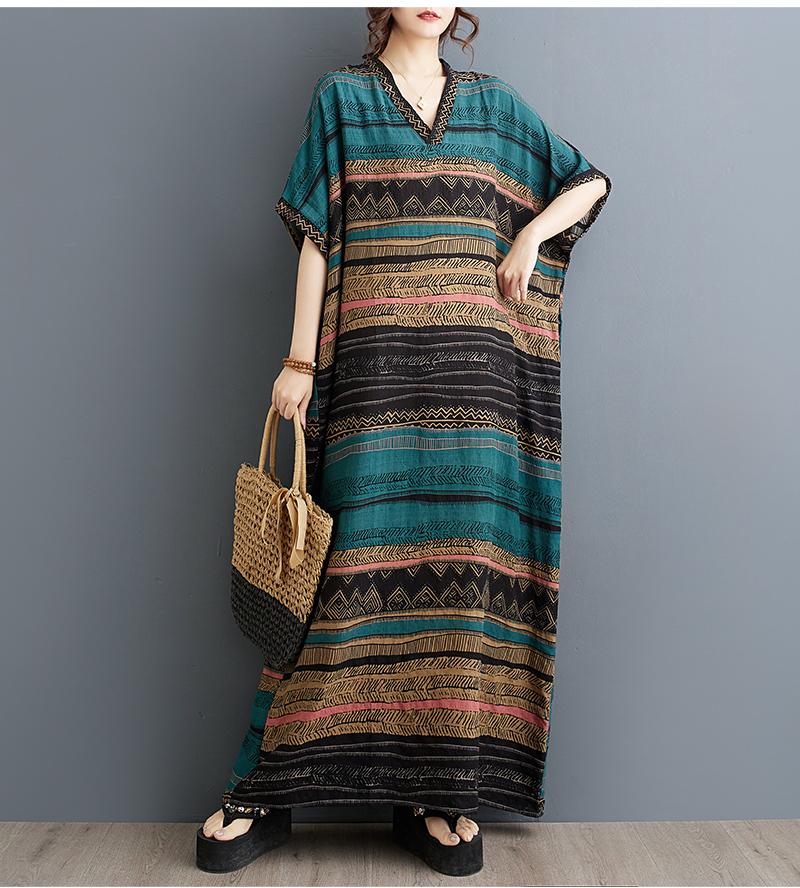 

Винтажное новое платье больших размеров с коротким рукавом для женщин, повседневное свободное длинное летнее платье макси зелёный