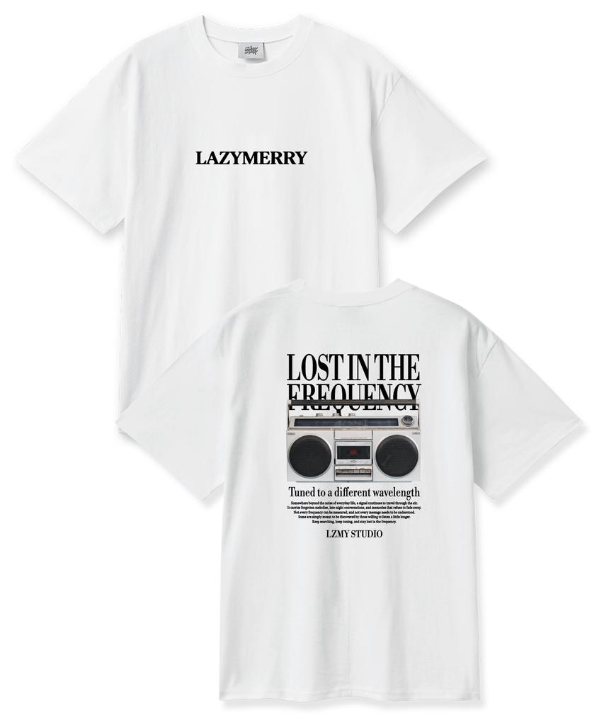 Leijimeli Lost Frequency 20-Count Cotton Oversized Short Sleeve T-Shirt White