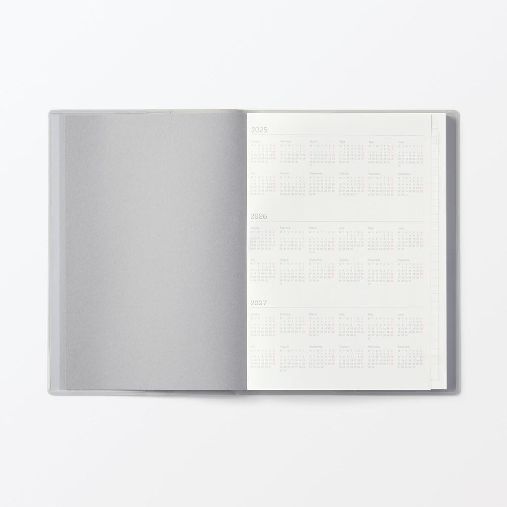 MUJI 2025 Planner, B6, Monthly/Weekly, Gray, 84526275, Starts August 2025, Monday Start, No Calendar, Holidays, or Moon Phases