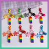 Korean Colorful Striped Star Bell Keychain Pendant - Rainbow Backpack Charm Gift