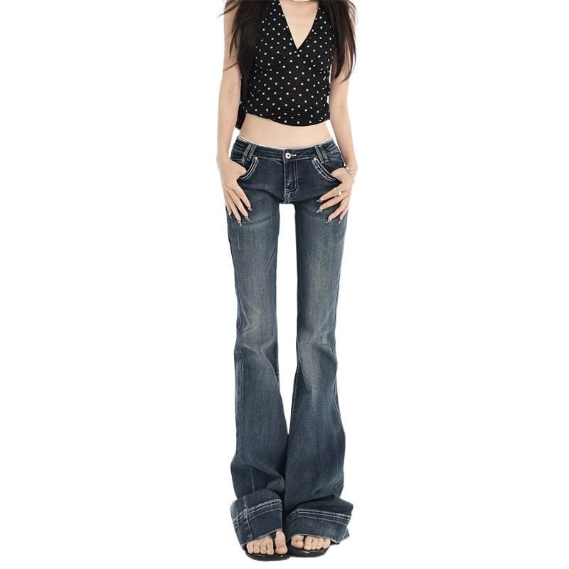 Yi Mengling Low-Rise Flare Jeans: 2026 New Dark Blue Hot Girl Style for Women