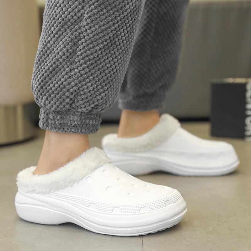 Fashion Men's Clogs New Winter Home Cotton Slippers Women's Lightweight Thick Sole Warm Fur Shoes Couple Outdoor Leisure Garden Shoes
