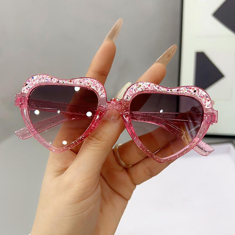 Stylish Kids Glitter Heart-Shaped UV400 Sunglasses for Outdoor, Baby Fashion Photo Cute Toddler Sun Glasses Accessorie
