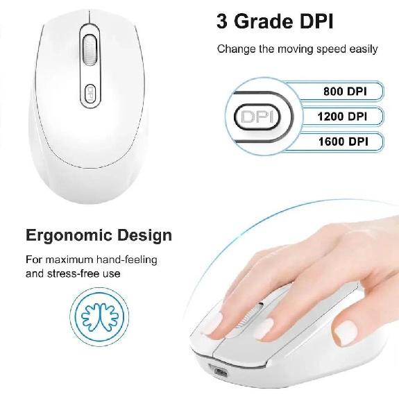2.4GHz Bluetooth Wireless Optical Mouse with Receiver 1600 DPI 4 Button Ergonomic Mouse USB Rechargeable Silent Game Mice For MacBook Tablet Laptop
