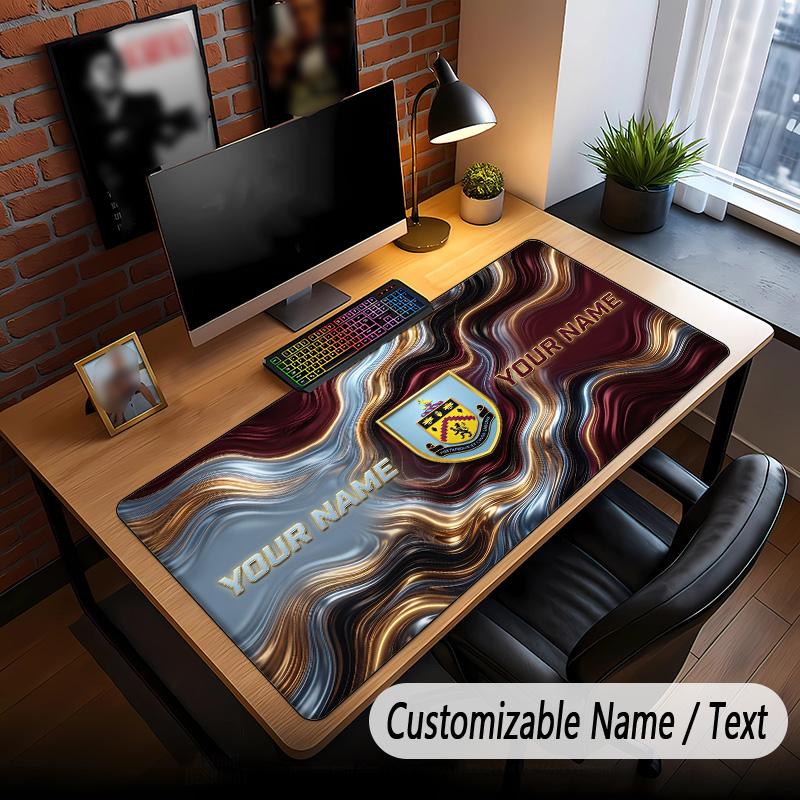 Large Mouse Pad Burnley Football Print Custom Name Text Desk Mat for Office Gaming