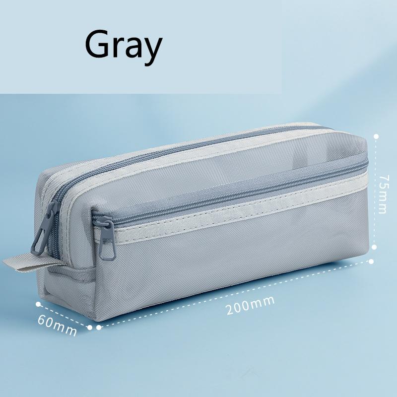 Square Mesh Pen Case Double-layer Large-capacity Pencil Case Student Stationery