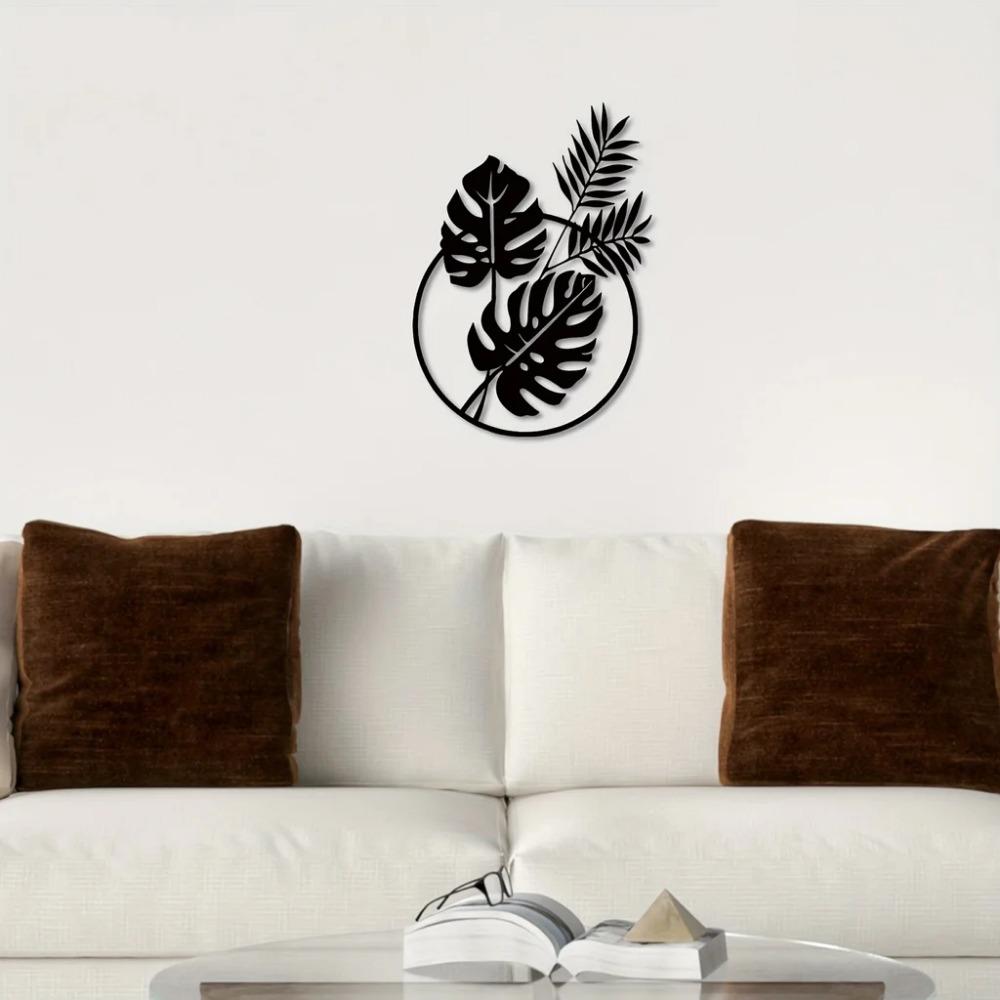 Exquisite Palm Leaf Metal Wall Art - A Stunning Sculpture and Silhouette Decoration for Housewarming and Restaurant