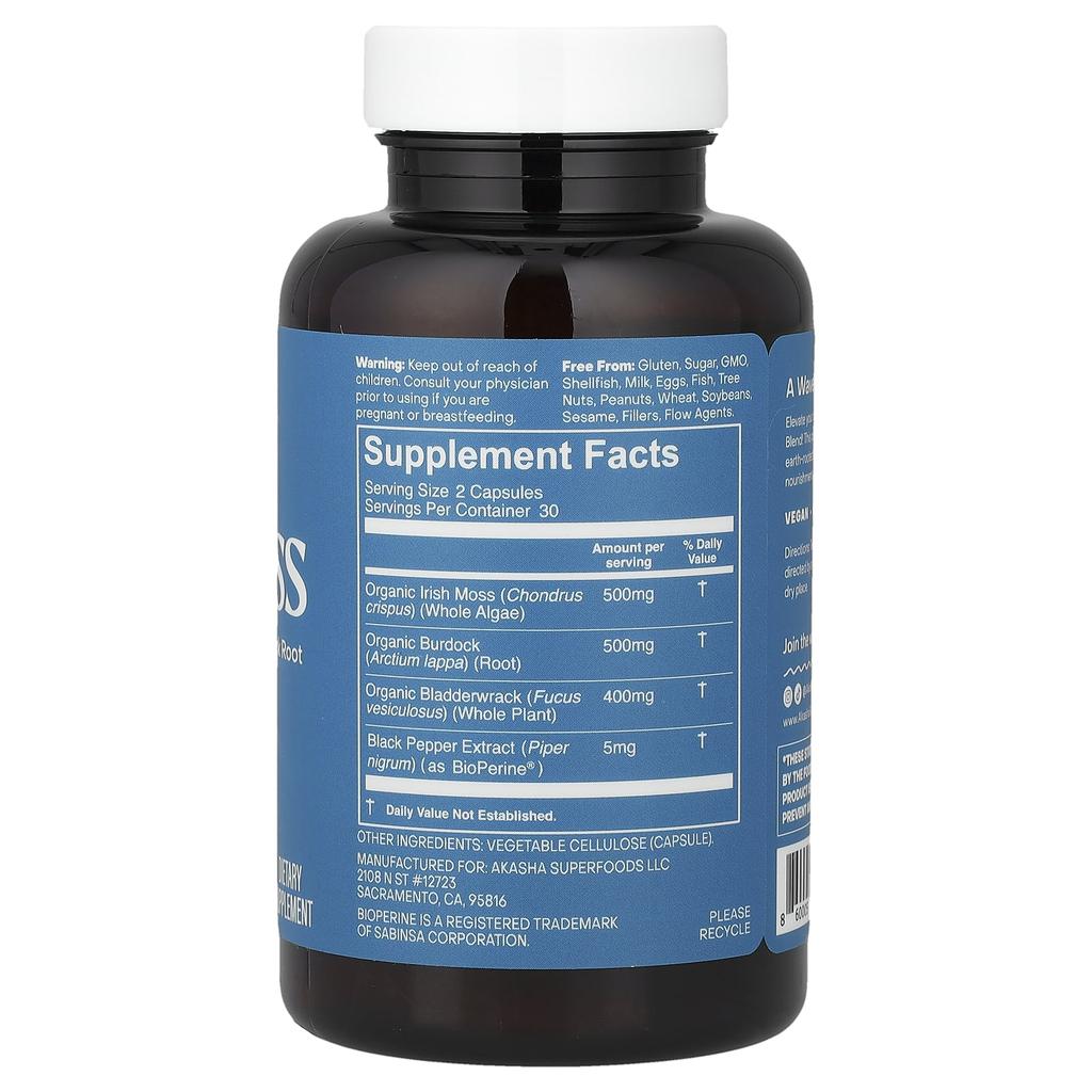 Akasha Superfoods, Sea Moss, 60 Veggie Capsules