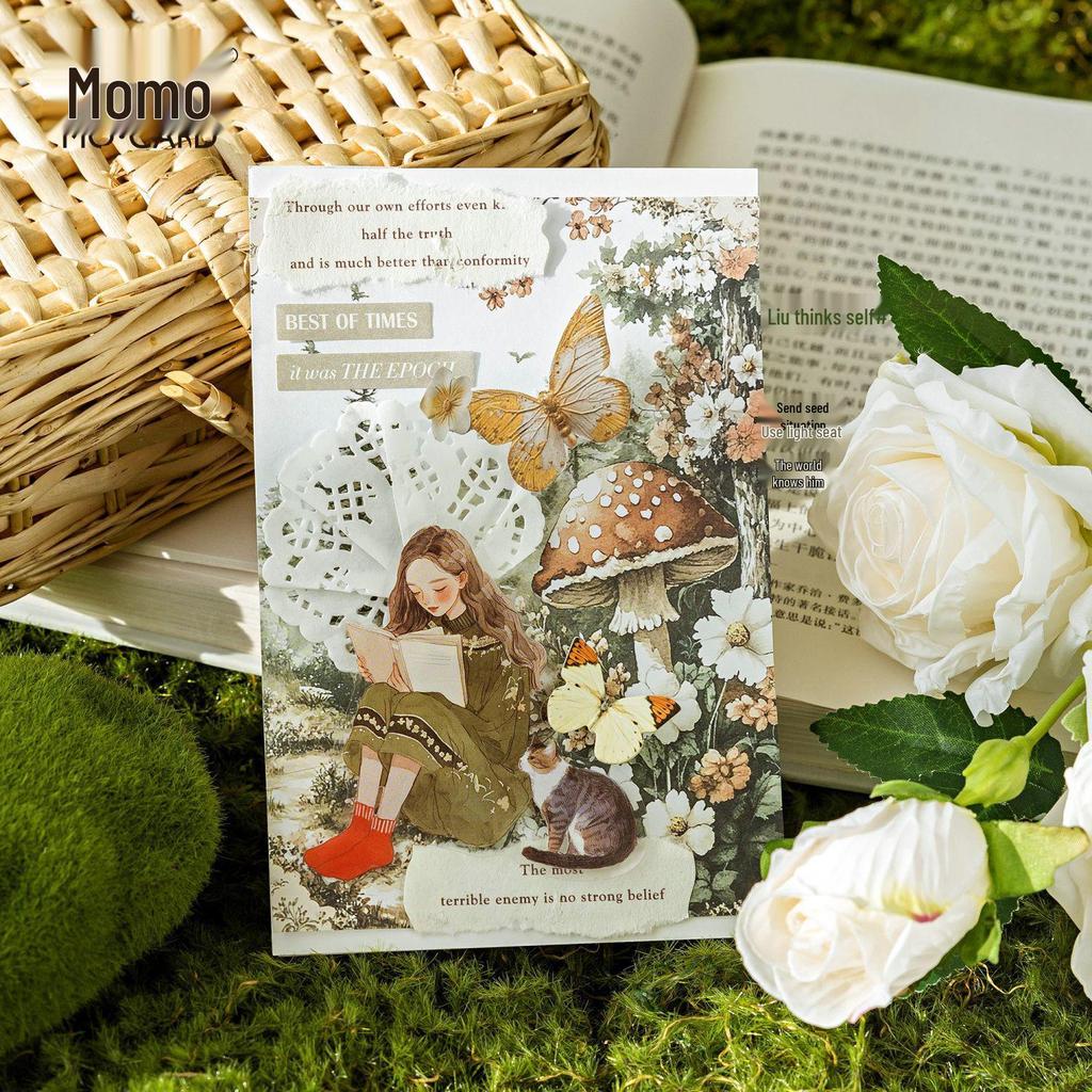 MòMò PET Elegant Retro Girl Reading Series - White Ink Journal Decorative Sticker Pack