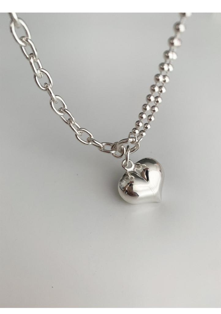 Korean Inspired Sweetheart Double Layer Necklace - Retro Peach Heart Clavicle and Creative Sweater Chain for Women