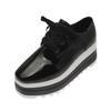 Women's Shoes Slip-on Ladies Vulcanized Shoes Lace-up Moccasins Patent Leather Wedge Heels Non-slip Sneakers for Women