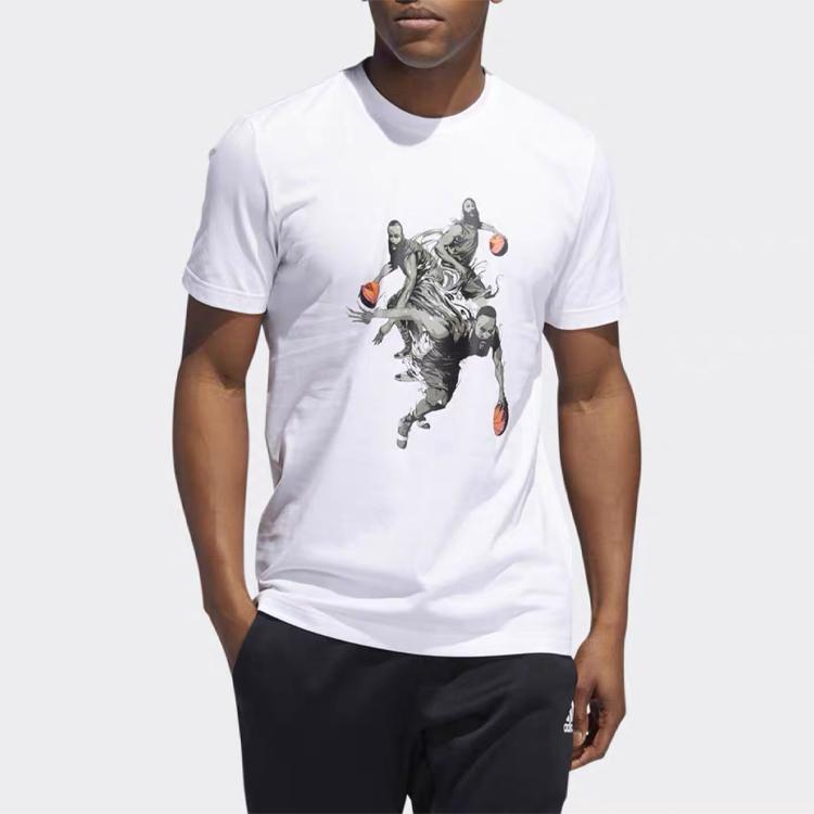 Adidas Harden Movement Print Basketball Short Sleeve T-Shirt Men Tops White DZ1872