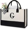 Large Capacity Tote Bag Fashion Canvas Totes Letters Flower Portable Beach Shoulder Shopping Casual Beach Bag Handbag