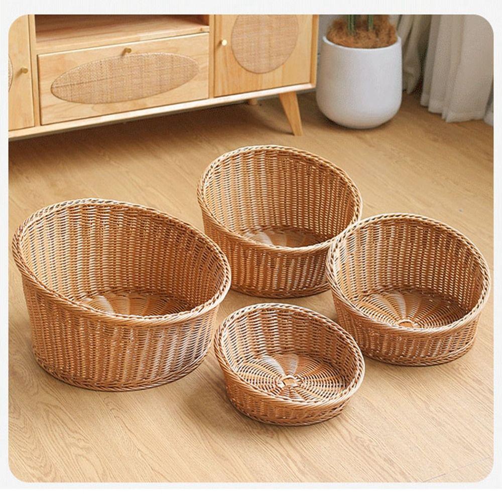 Hardness Fork Spoon Basket Handwoven Round Storage Box  Restaurant Serving Tabletop Display