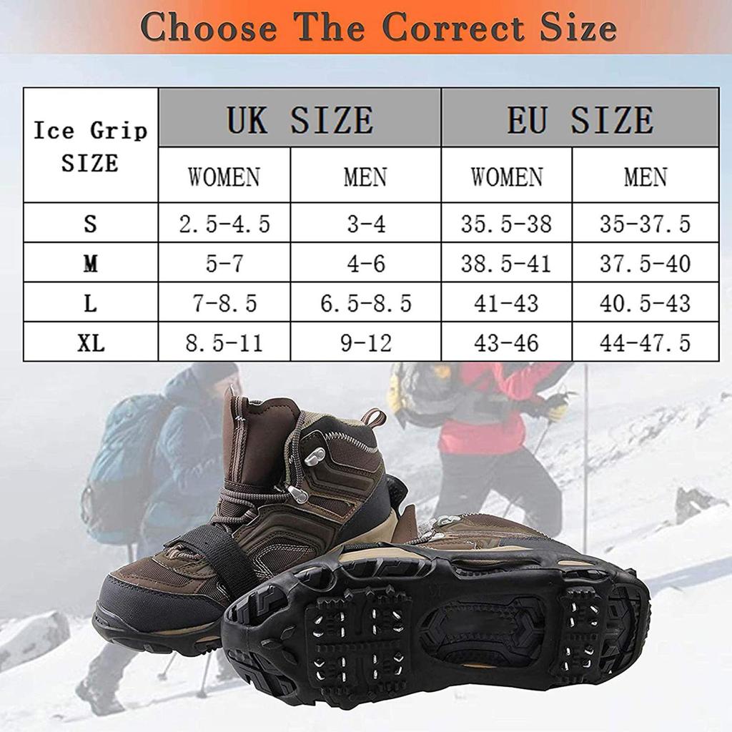 Schneeschuhe für Winterschuhe Wintergriff Gehgriff Traktionskrallen 24 Zähne für Outdoor-Enthusiasten Herren Damen Erwachsene Klettern