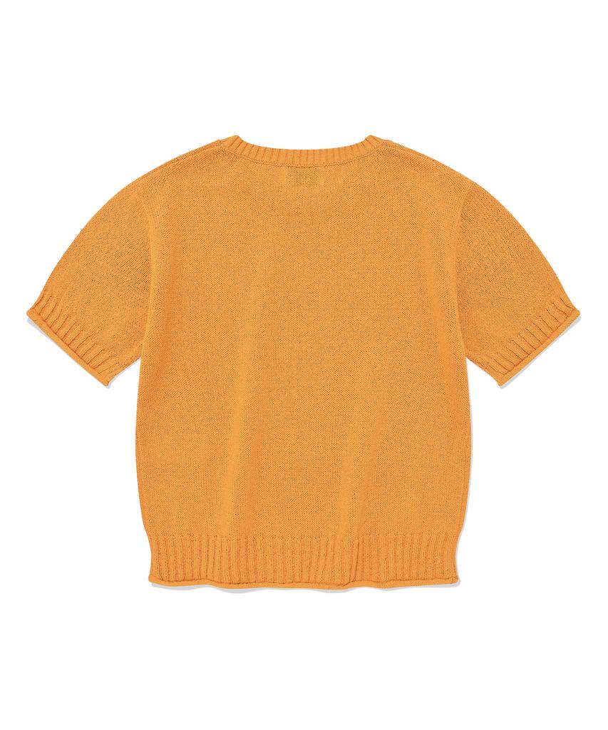 COVERNAT WOMAN Paper Yarn Round Neck Half Knit Orange