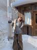 Korean Sweet Polka Dot Patchwork Skirt Hem Long Sleeve Women's Autumn/Winter Slimming Base Top