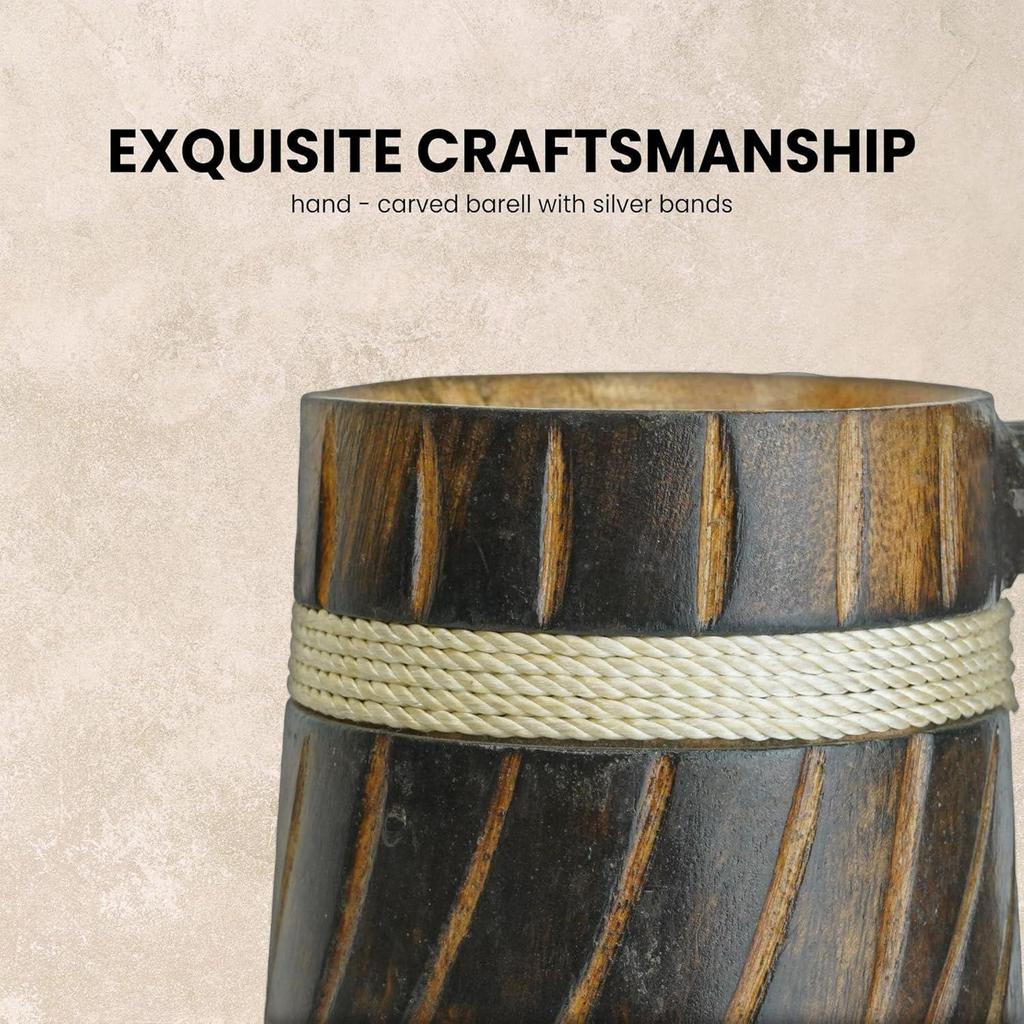 Wooden Beer Mug, Mango Wood with Sheesham Finish, Barrel Style, Lightweight & Durable, for Craft Beer, Home Bar, Café, Party, Gift (Pack of 4)