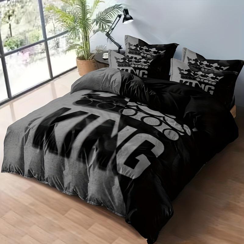 Gray and Black Duvet Cover Set Soft and Comfortable With 2 Pillowcases Bedding Set for Bedroom Guest Room and Dorm