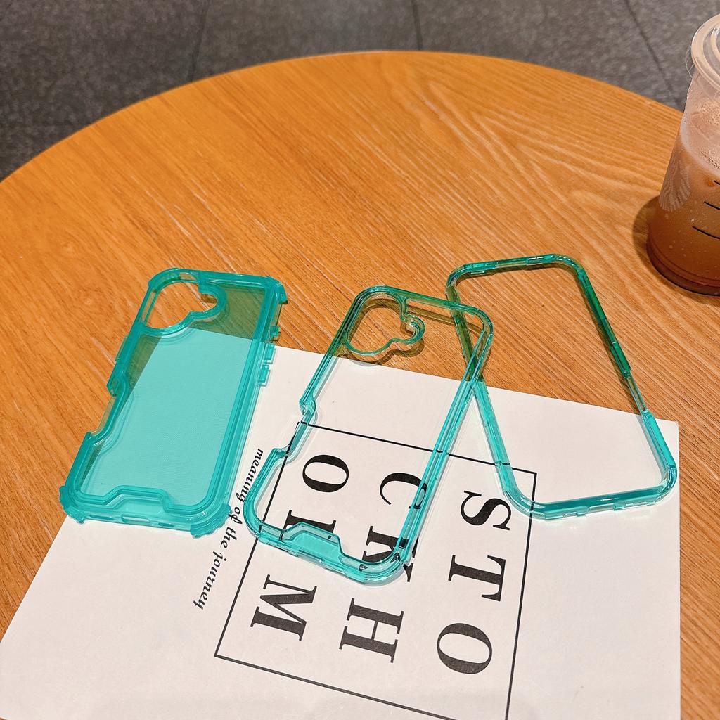 New for IP16 3-in-1 Series Colorful 2-in-1 Transparent Four-corner Anti-fall Mobile Phone Case Premium Black