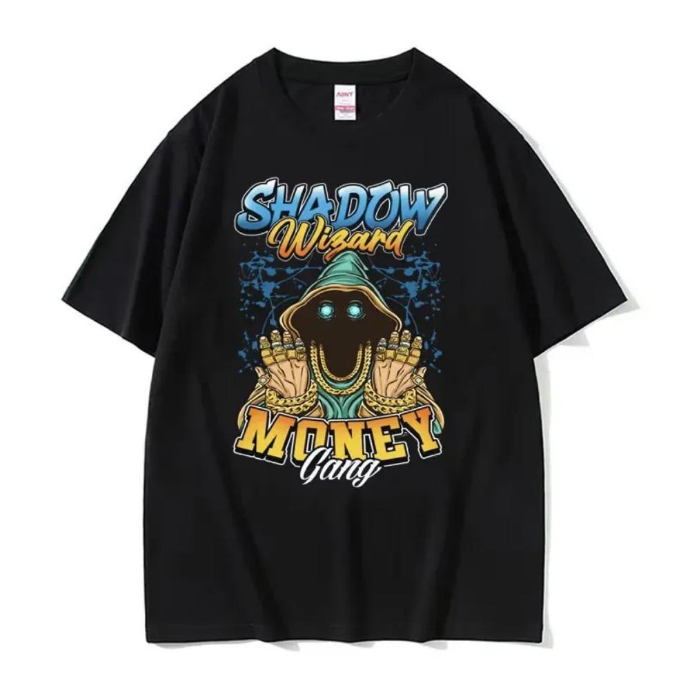 Schattenmagier Lustiges T-Shirt Hodenverdrehung Meme Grafik T-Shirt Männer Frauen Retro Gothic Übergroßes Kurzarm-T-Shirt Tops