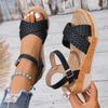 Plus Size One-Strap Wedge Sandals for Women with Buckle & Woven Strap - Lightweight Beach Shoes