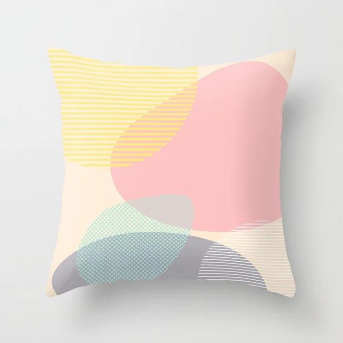 45X45CM Printed Panel Geometric Pillow Modern Minimalist  Office Cushion Cover Polyester