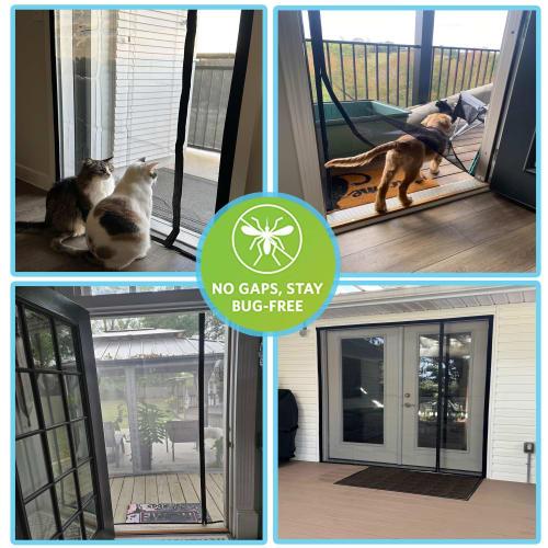Zlhloj Double-Hinged Magnetic Screen Door, 95x230 cm, Entryway Screen Curtain, Ventilation, Insect Repellent, Automatic Closure, Mosquito Net, Easy In